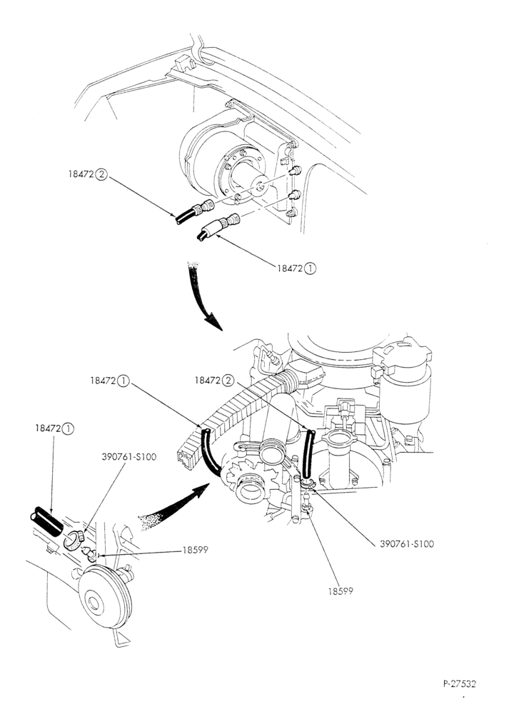 HEATER HOSES & TUBES-8 cyl. - 7.3L - w/o aux. heat - C-6 trans.-E