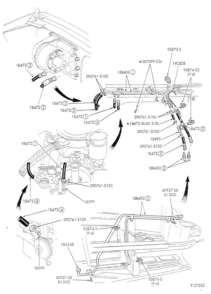HEATER HOSES & TUBES-8 cyl. - 7.3L - w/o A/C - w/aux. heat - C-6 trans.-E