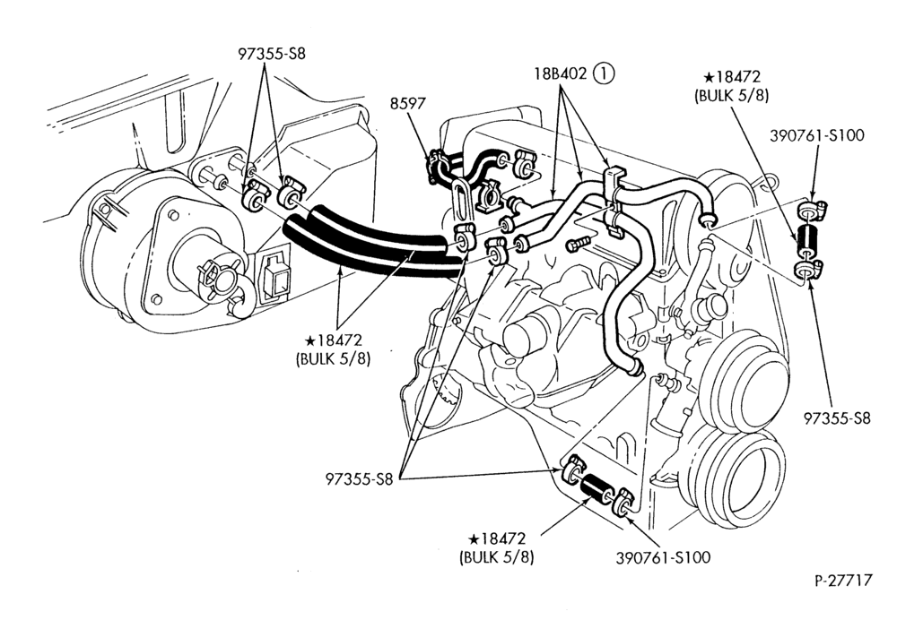 HEATER HOSES & TUBES-4 cyl. - 2.0L & 2.3L-R & B