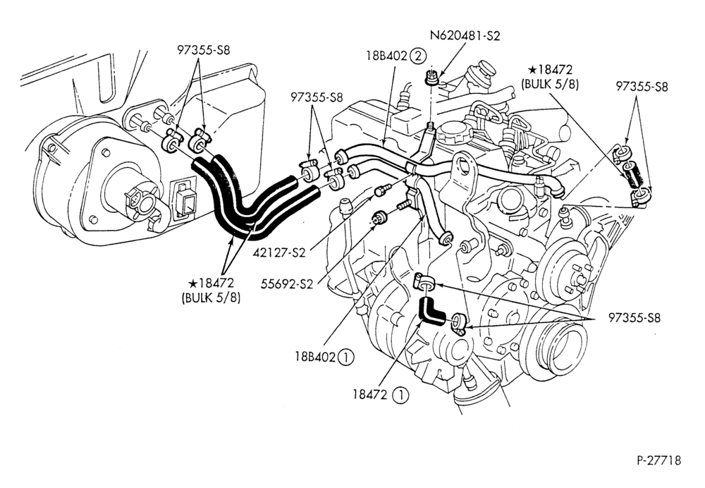 HEATER HOSES & TUBES-4 cyl. - 2.2L-R & B