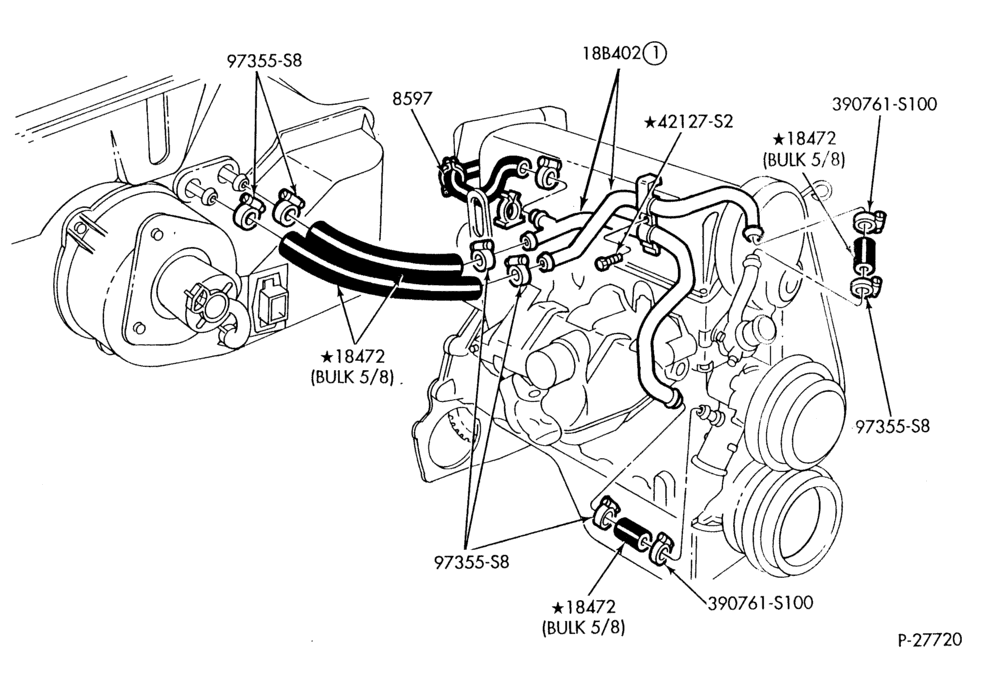 HEATER HOSES & TUBES-4 cyl. - 2.3L-R & B