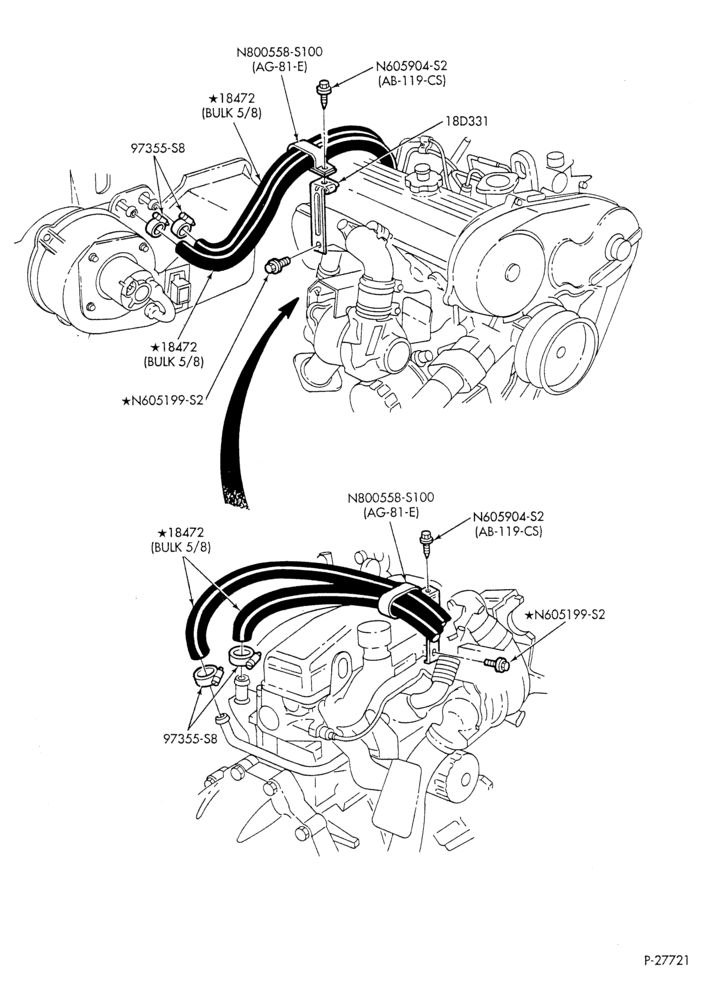 HEATER HOSES & TUBES-4 cyl. - 2.3L Diesel-R & B
