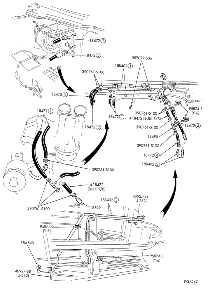HEATER HOSES & TUBES-8 cyl. - 7.5L - w/A/C - w/aux. heat - C-6 trans.-E