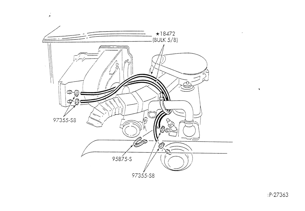 HEATER HOSES & TUBES-6 cyl. - 4.9L - w/o A/C - w/o aux. heat-E