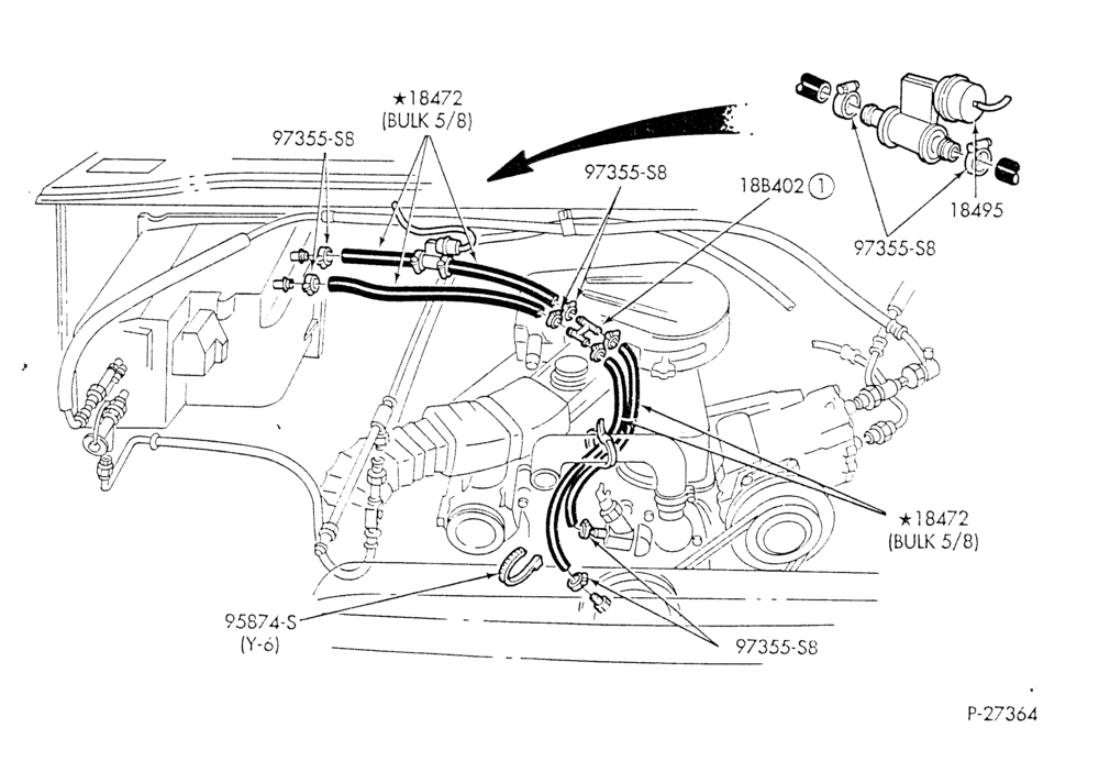 HEATER HOSES & TUBES-6 cyl. - 4.9L - w/A/C - w/o aux. heat-E