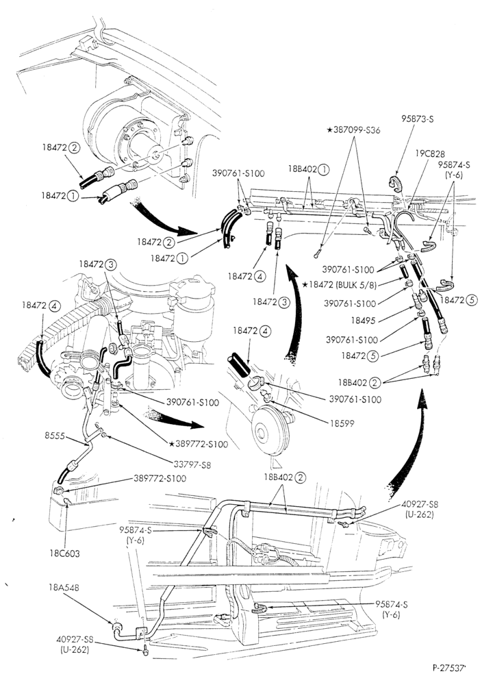 HEATER HOSES & TUBES-8 cyl. - 7.3L - w/o A/C - w/aux. heat - E4OD trans.-E