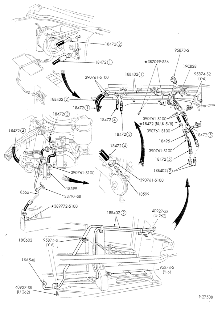 HEATER HOSES & TUBES-8 cyl. - 7.3L - w/A/C - w/aux. heat - E4OD trans.-E