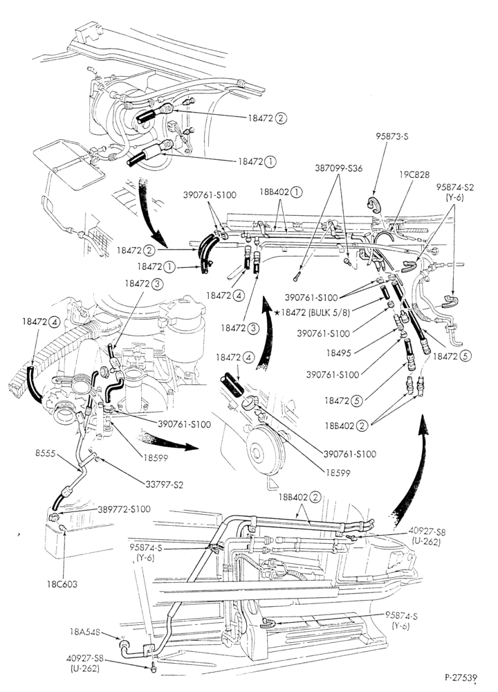 HEATER HOSES & TUBES-8 cyl. - 7.3L - w/aux. A/C - w/aux. heat - E4OD trans.-E