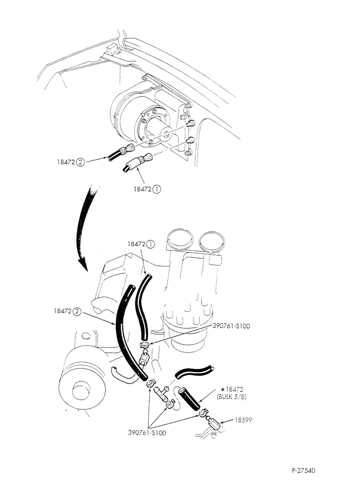 HEATER HOSES & TUBES-8 cyl. - 7.5L - w/o aux. heat - C-6 trans.-E