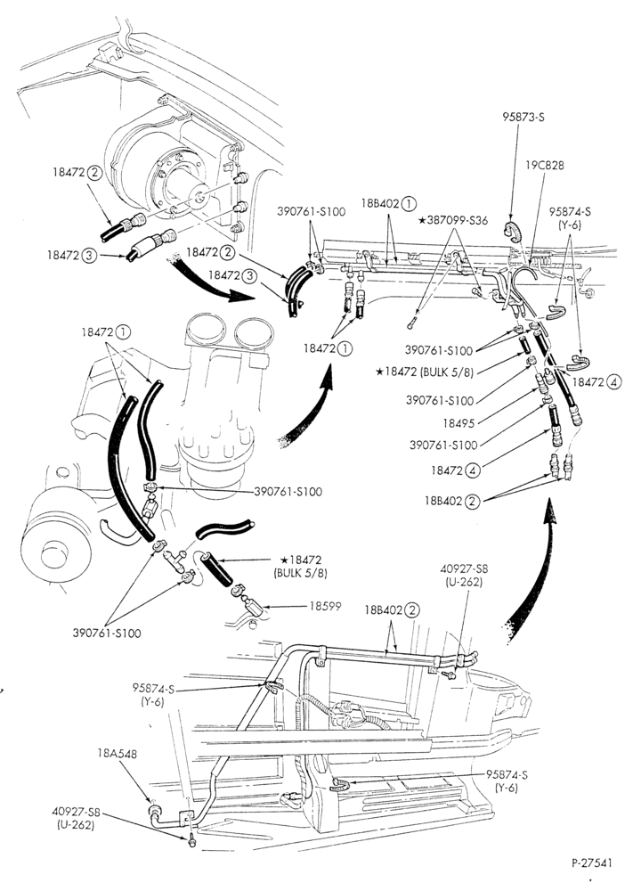 HEATER HOSES & TUBES-8 cyl. - 7.5L - w/o A/C - w/aux. heat - C-6 trans.-E