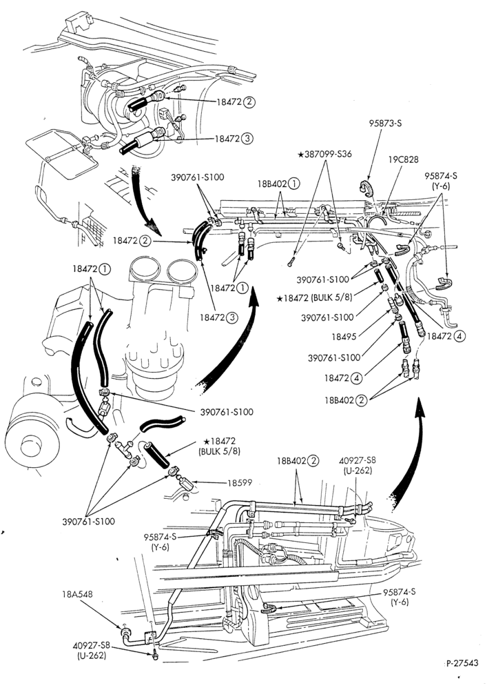 HEATER HOSES & TUBES-8 cyl. - 7.5L - w/aux. A/C - w/aux. heat - C-6 trans.-E