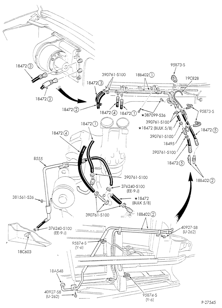HEATER HOSES & TUBES-8 cyl. - 7.5L - w/o A/C - w/aux. heat - E4OD trans.-E