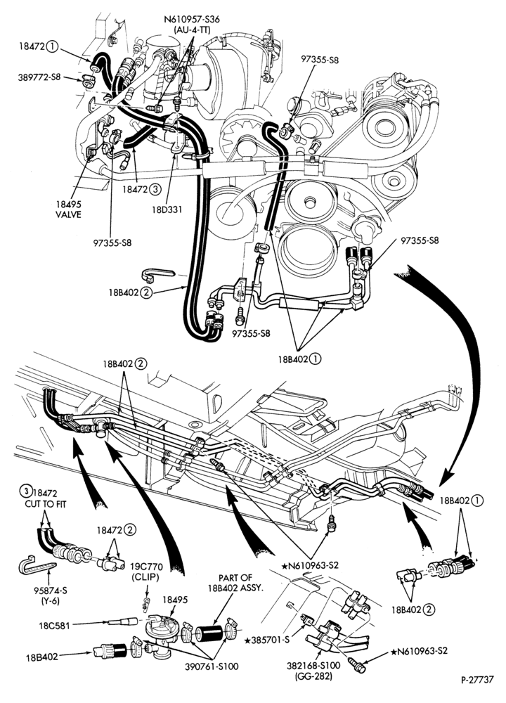 HEATER HOSES & TUBES-6 cyl. - 2.8L - w/aux. A/C - w/aux. heat-A