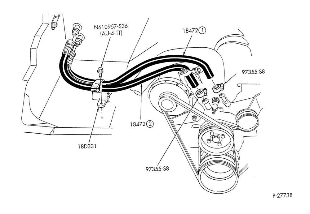 HEATER HOSES & TUBES-6 cyl. - 3.0L - w/o A/C - w/o aux. heat-A