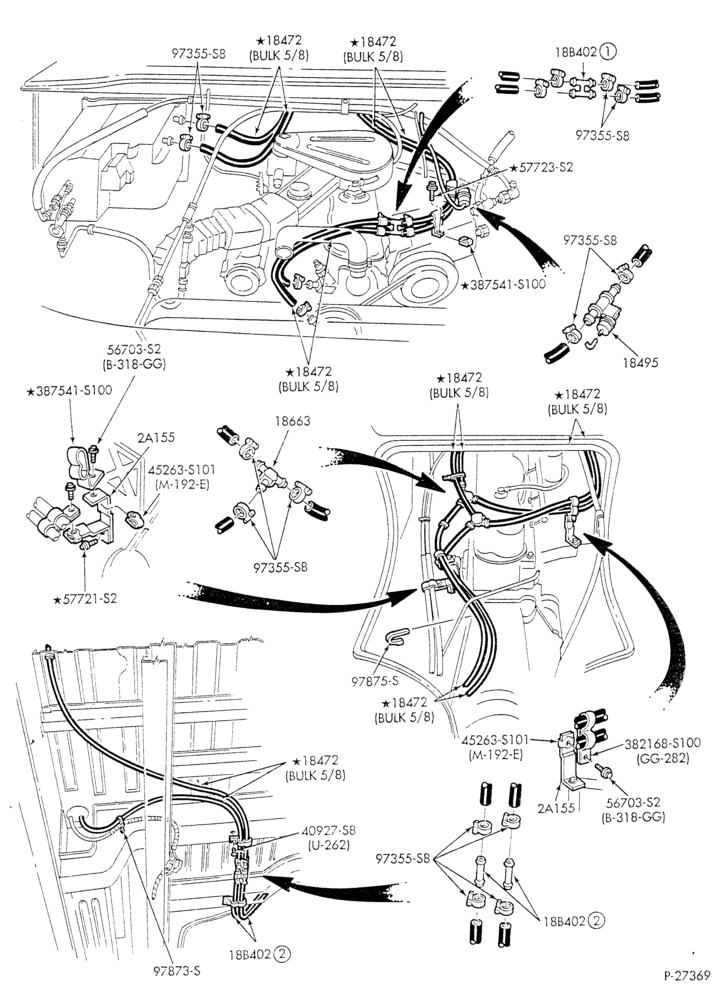 HEATER HOSES & TUBES-6 cyl. - 4.9L - w/A/C - w/aux. heat - S.W.B.-E