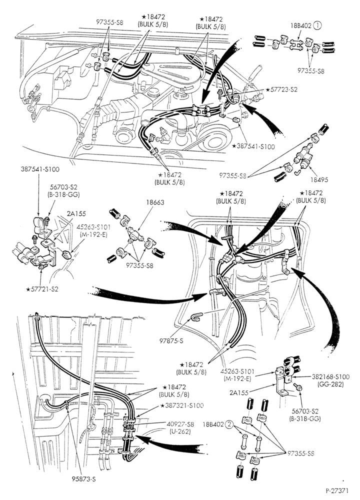 HEATER HOSES & TUBES-6 cyl. - 4.9L - w/aux. A/C - w/aux. heat - S.W.B.-E