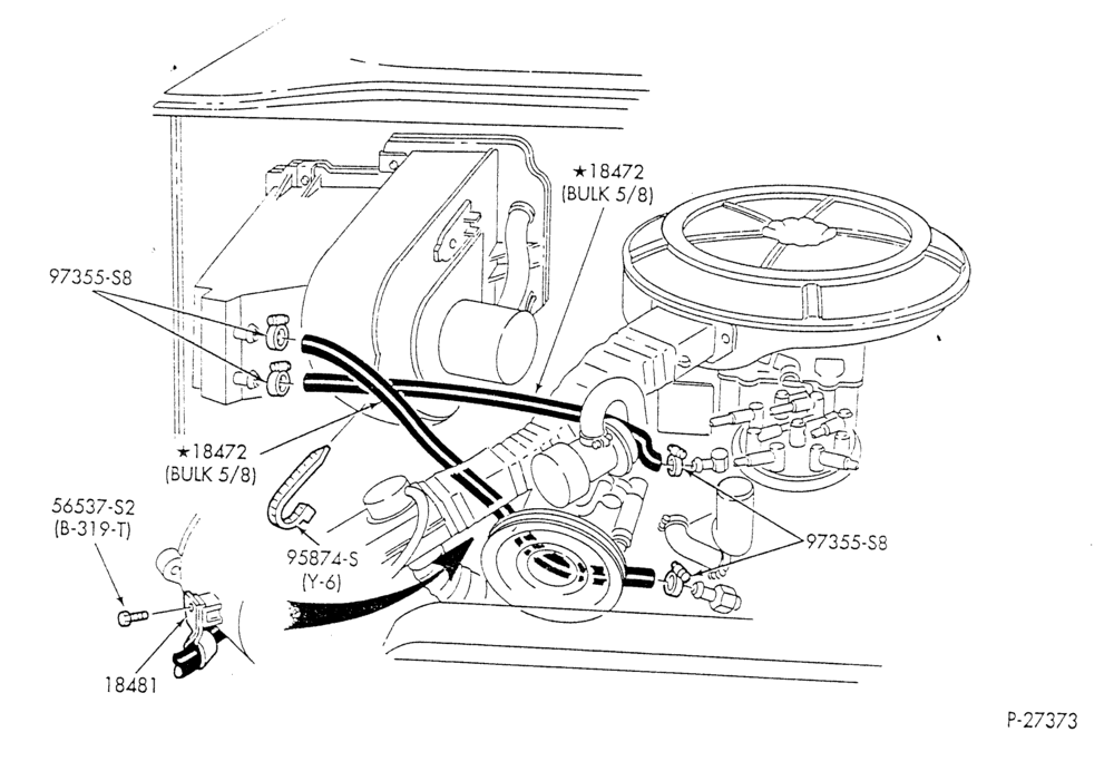 HEATER HOSES & TUBES-8 cyl. - 5.0L - w/o A/C - w/o aux. heat-E