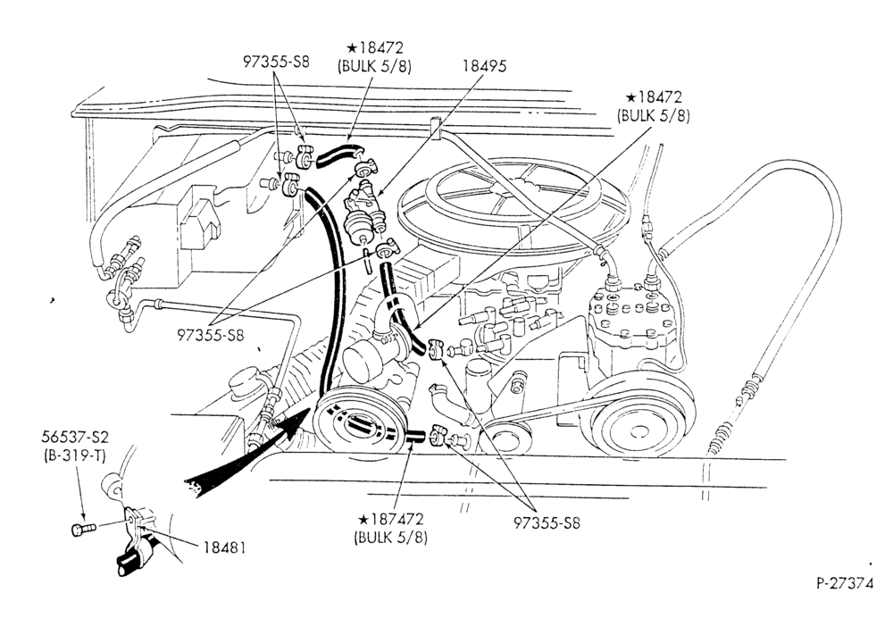 HEATER HOSES & TUBES-8 cyl. - 5.0L - w/A/C - w/o aux. heat-E
