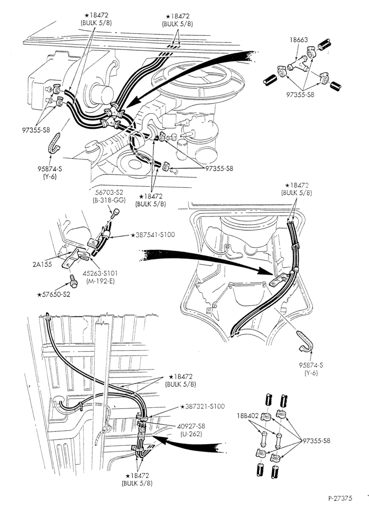 HEATER HOSES & TUBES-8 cyl. - 5.0L - w/o A/C - w/aux. heat - S.W.B.-E