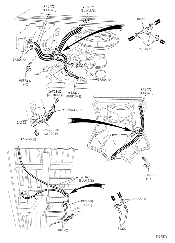 HEATER HOSES & TUBES-8 cyl. - 5.0L - w/o A/C - w/aux. heat - L.W.B.-E