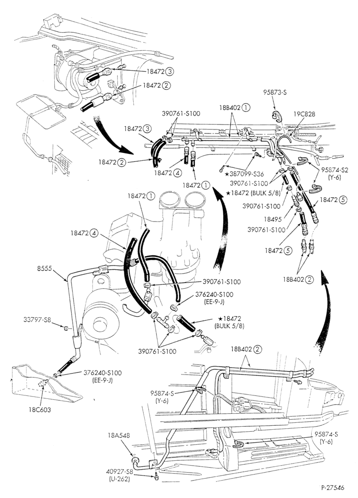 HEATER HOSES & TUBES-8 cyl. - 7.5L - w/A/C - w/aux. heat - E4OD trans.-E