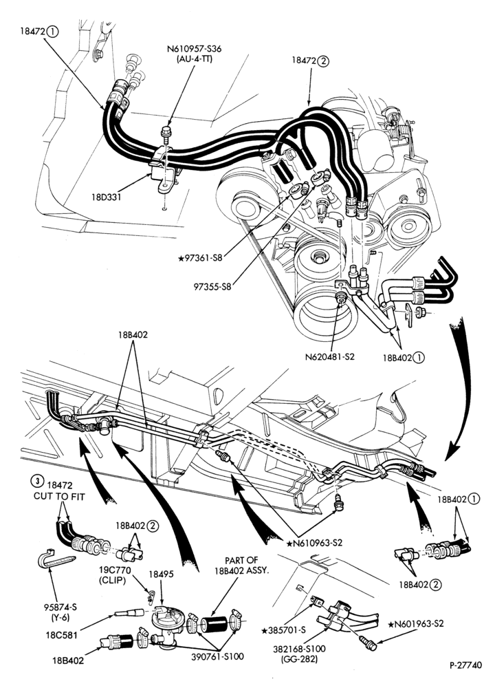 HEATER HOSES & TUBES-6 cyl. - 3.0L - w/ or w/o A/C - w/aux. heat-A