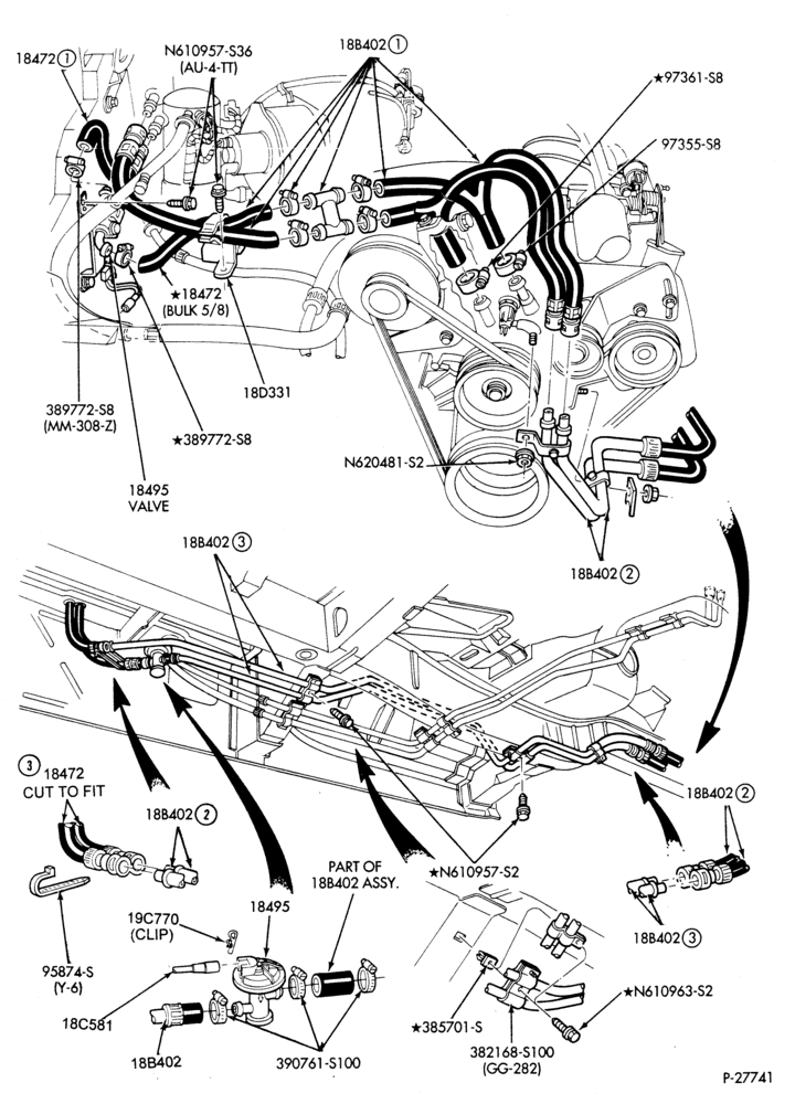 HEATER HOSES & TUBES-6 cyl. - 3.0L - w/aux. A/C - w/aux. heat-A