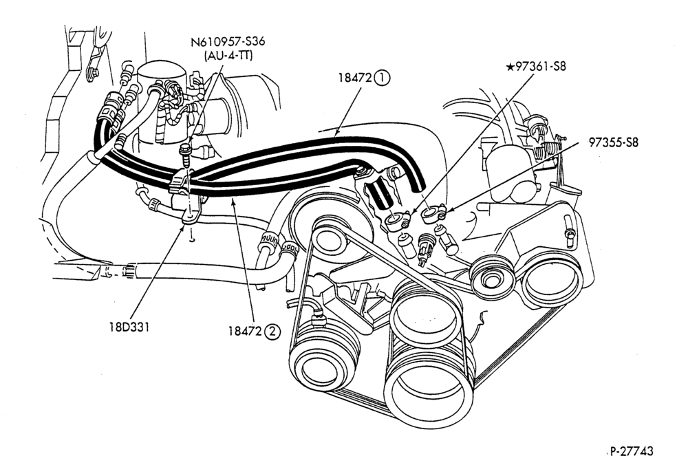 HEATER HOSES & TUBES-6 cyl. - 3.0L - w/A/C - w/o aux. heat-A