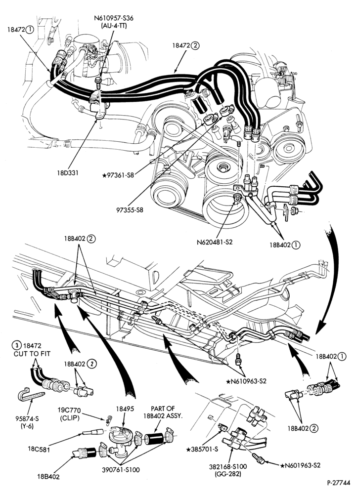 HEATER HOSES & TUBES-6 cyl. - 3.0L - w/aux. A/C - w/aux. heat-A