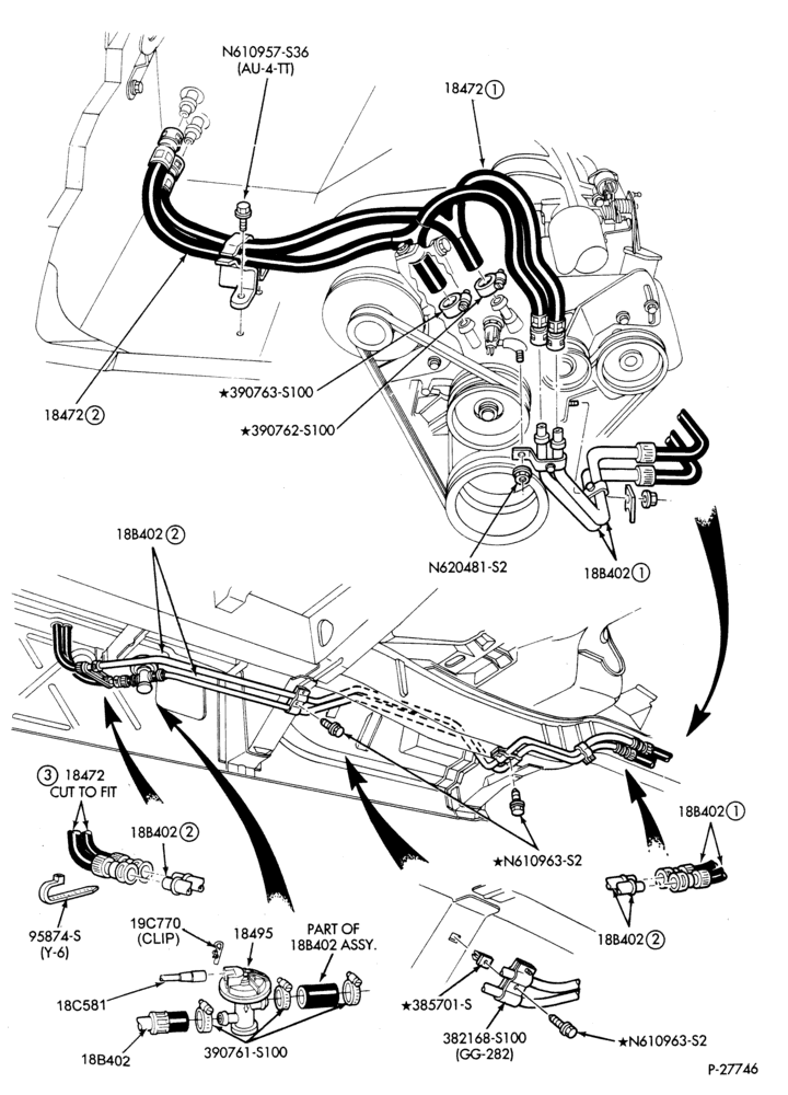 HEATER HOSES & TUBES-6 cyl. - 3.0L - w/o A/C - w/aux. heat-A