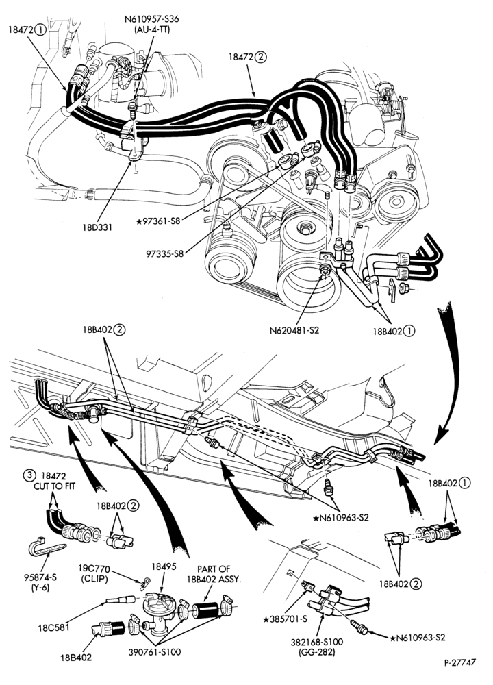 HEATER HOSES & TUBES-6 cyl. - 3.0L - w/A/C - w/aux. heat-A