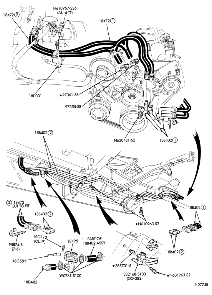 HEATER HOSES & TUBES-6 cyl. - 3.0L - w/aux. A/C - w/aux. heat-A