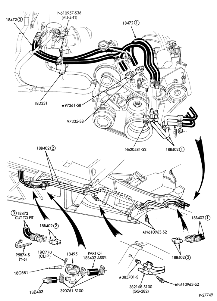 HEATER HOSES & TUBES-6 cyl. - 3.0L - w/A/C - w/aux. heat-A