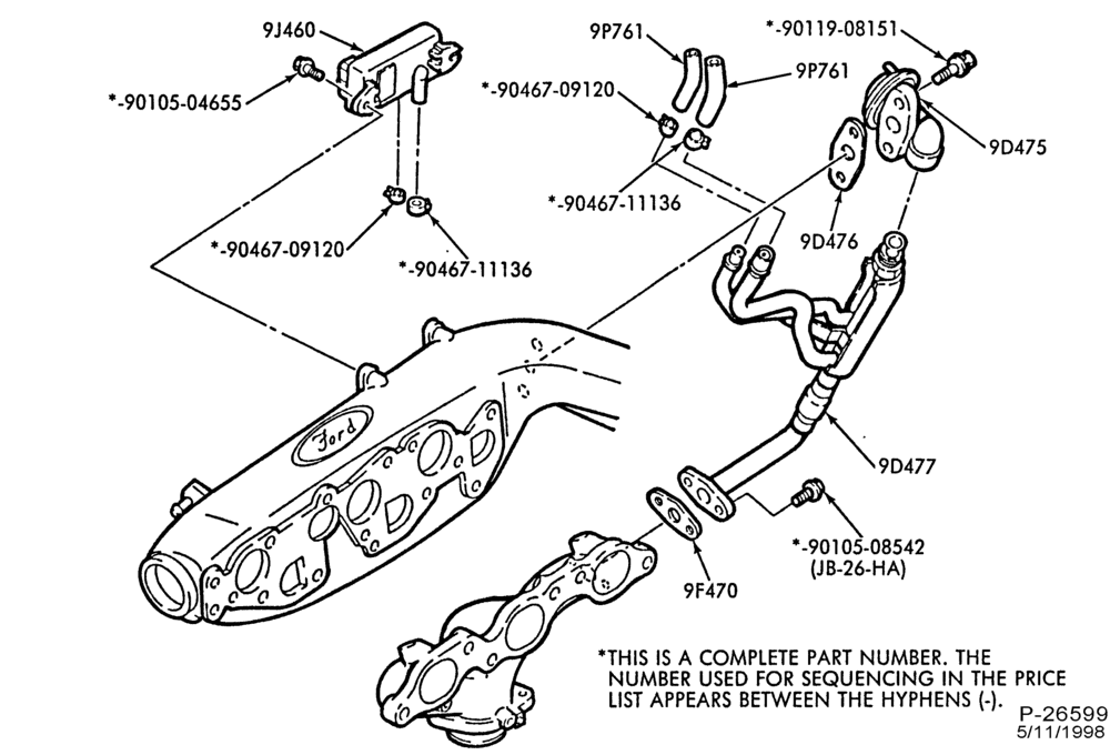 94.5 - 6 CYL. 3.2L - SHO-Emission system - exhaust gas - recirculation (E.G.R.)