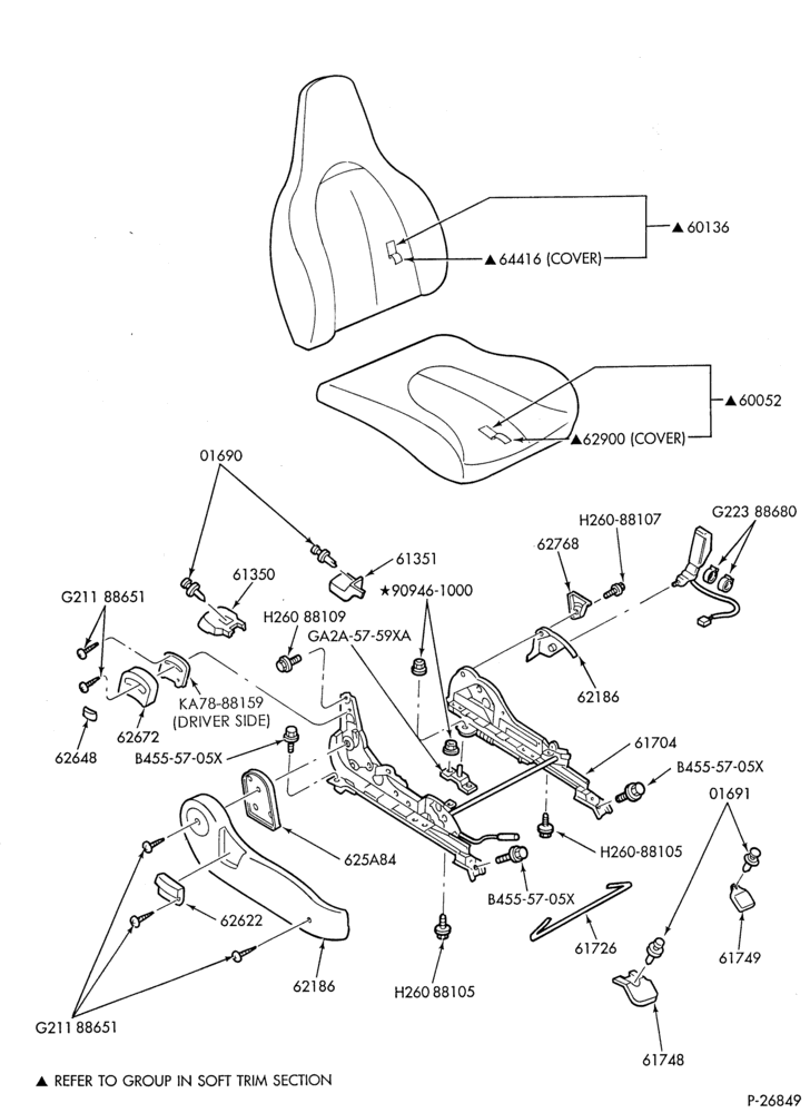600.1 - SEATS AND SEAT BELTS-Front seat mechanism - lower half - manual