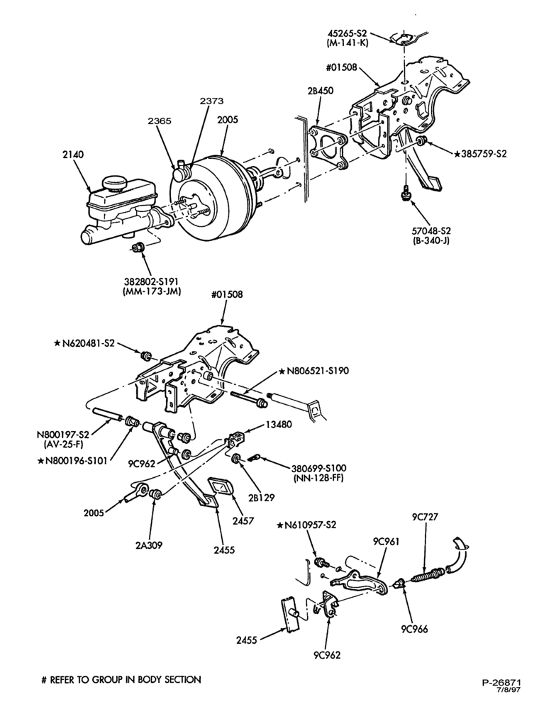 23 - BRAKES-Brake booster installation - 8 cyl. 5.0L - w/rear disc brakes