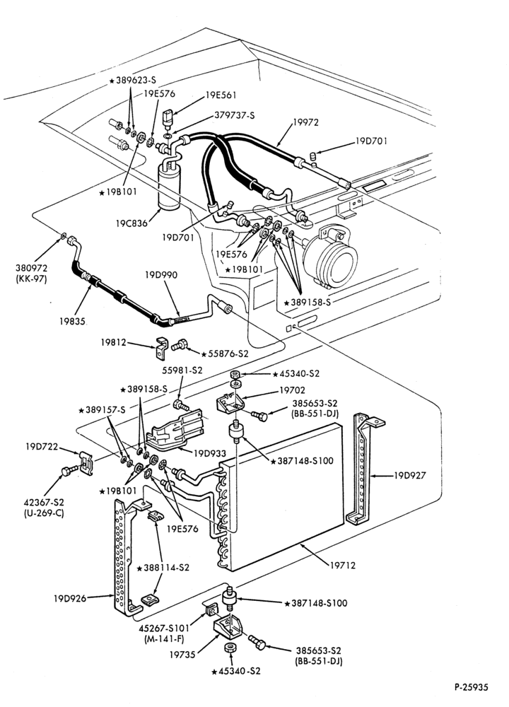 AC HOSES & TUBES-4 cyl. - 2.3L-P,MP