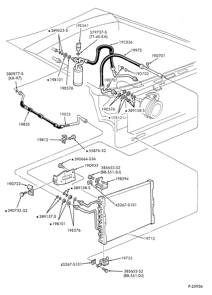 AC HOSES & TUBES-4 cyl. - 2.3L-G,MG