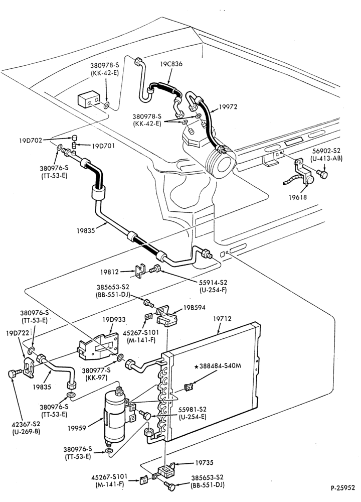 AC HOSES & TUBES-4 cyl. - 2.3L-G,MG