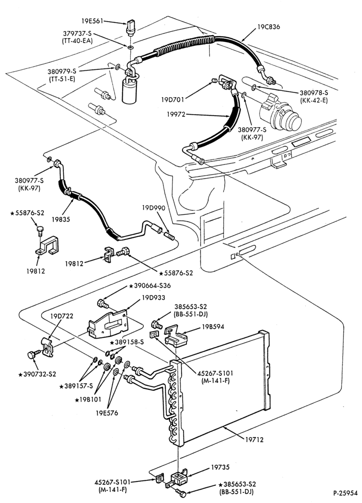 AC HOSES & TUBES-6 cyl. - 3.8L-G,MG
