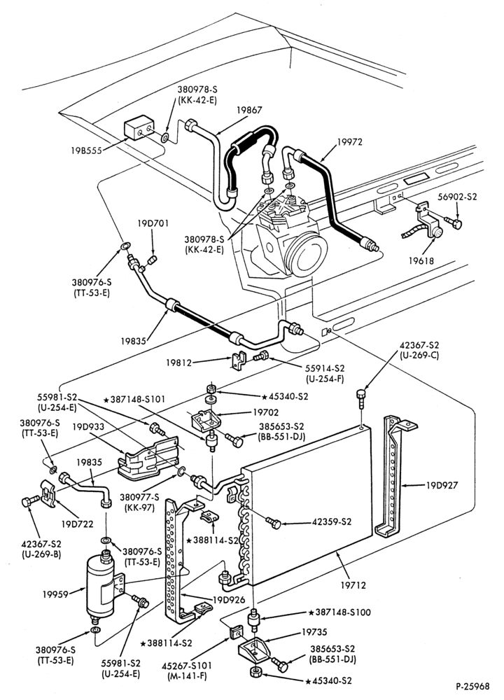 AC HOSES & TUBES-4 cyl. - 2.3L-G,MF