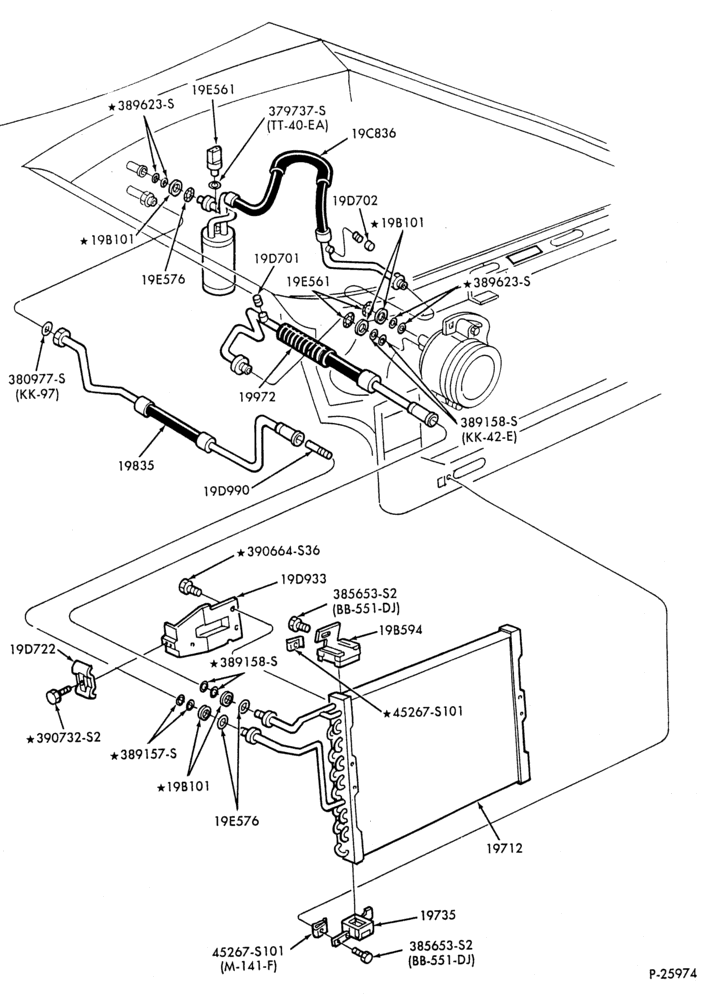 AC HOSES & TUBES-4 cyl. - 2.3L - Turbo-S,MF