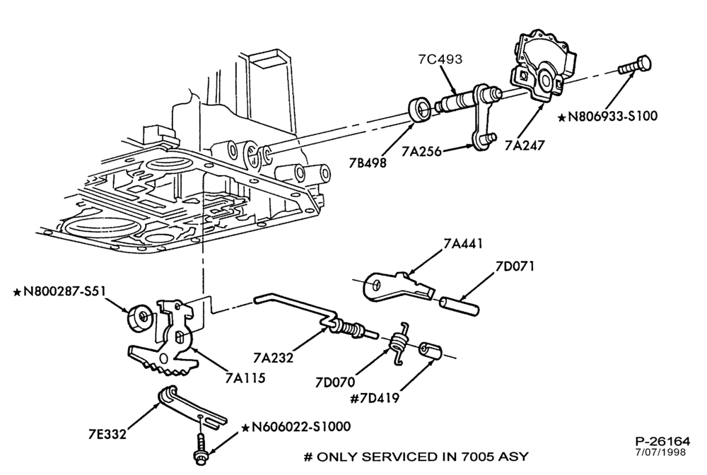A70.4A - 4R70W TYPE-INTERNAL PARTS - Manual control linkage & parking brake-TE