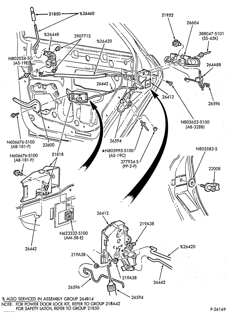 240.1 - BODY SIDES AND QUARTER-Handles & latch parts - rear door - ""From 2/90''