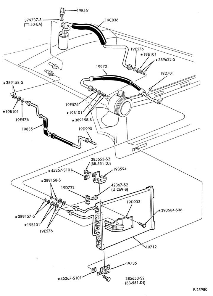 AC HOSES & TUBES-4 cyl. - 2.3L - Turbo-S,MF