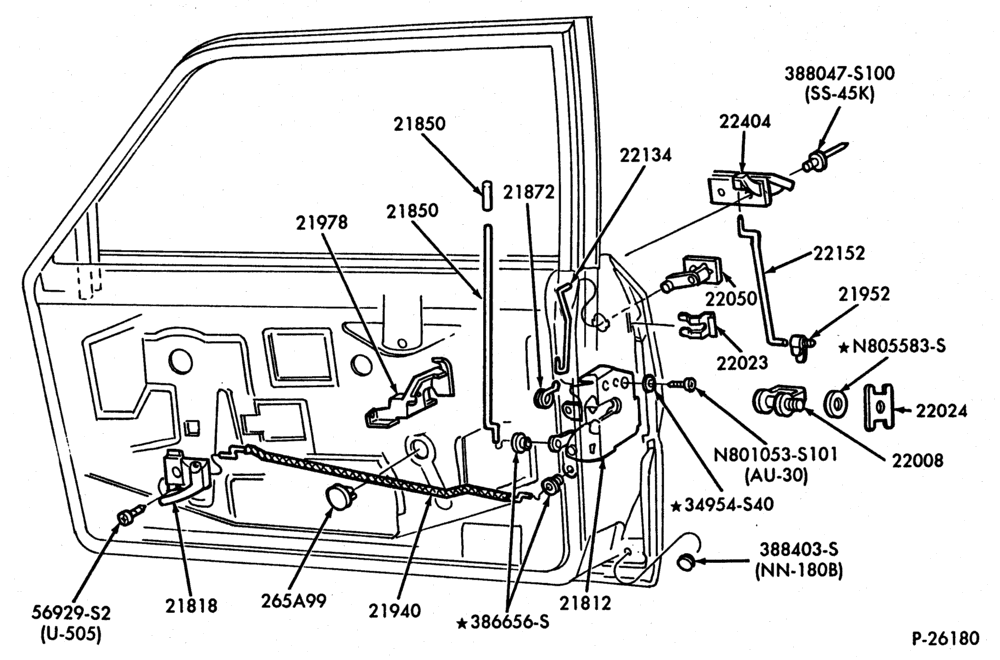 230.1 - BODY SIDES AND QUARTER-Handles & latch parts - front door