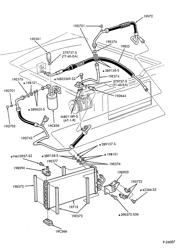 AC HOSES & TUBES-4 cyl. - 2.3L-B,MB