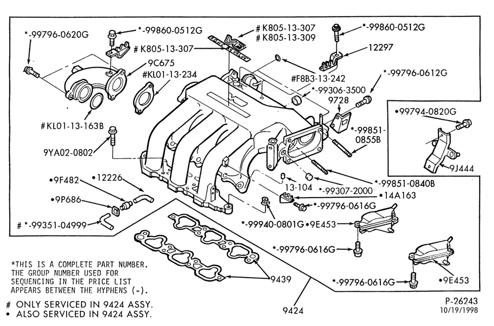 93 - 6 CYL. 2.5L-Manifold installation - intake manifold