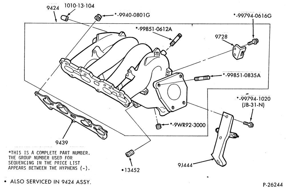 93 - 4 CYL. 2.0L-Manifold installation - intake manifold