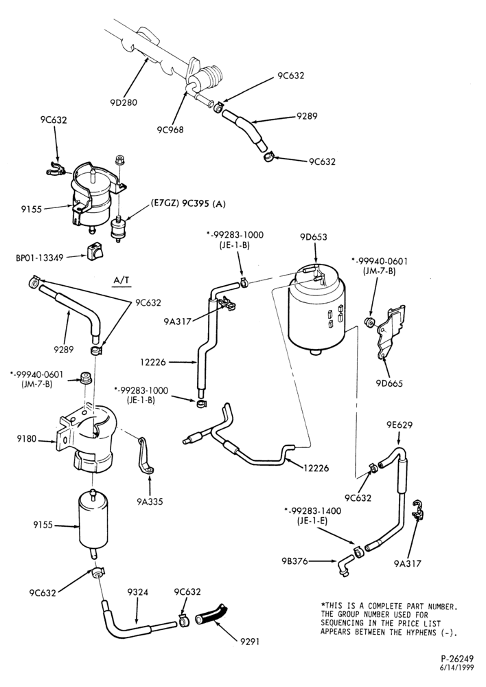 96.1 - 4 CYL. 2.0L-Fuel vapor canister, filter & related parts